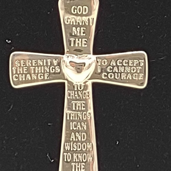 Jewelry - Sterling Silver Serenity Prayer Cross Pendant Necklace, .925